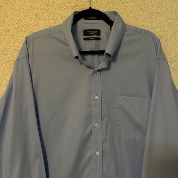 Nordstrom Men's Shop Classic Button Down Blue Size 18/35 Classic Fit - Picture 2 of 10